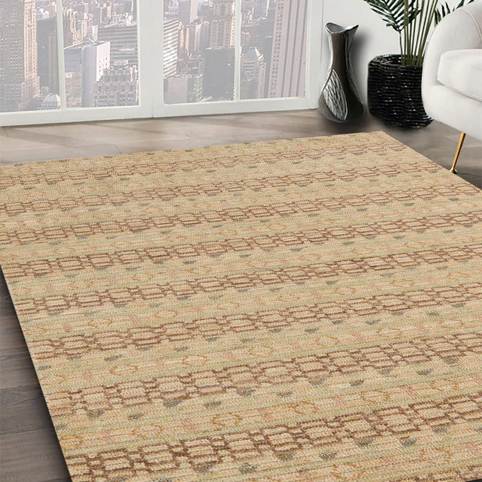 Machine Washable Abstract Yellow Rug in a Family Room, wshabs5429