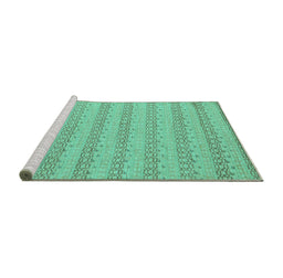 Sideview of Machine Washable Abstract Turquoise Modern Area Rugs, wshabs5429turq