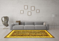 Machine Washable Abstract Yellow Modern Rug, wshabs542yw