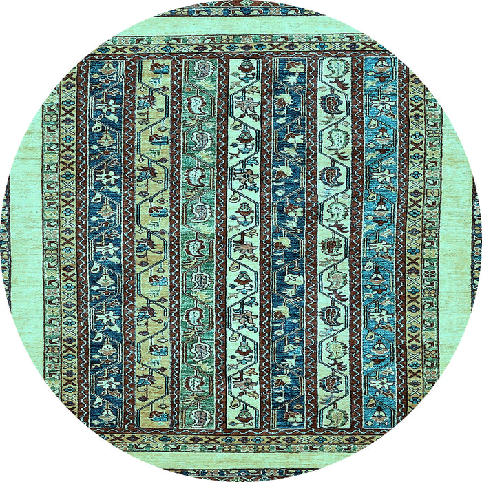 Round Machine Washable Abstract Light Blue Modern Rug, wshabs542lblu
