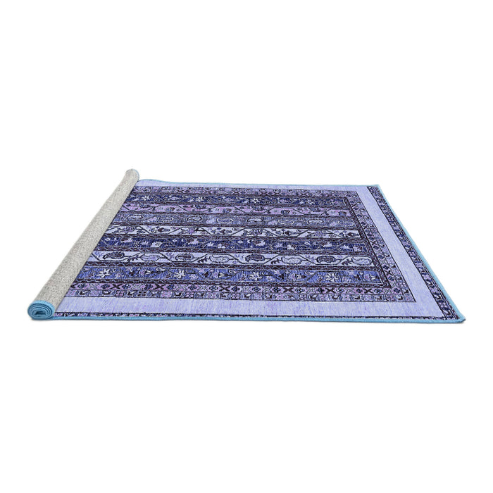 Sideview of Machine Washable Abstract Blue Modern Rug, wshabs542blu