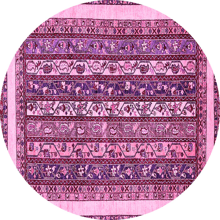 Round Abstract Pink Modern Rug, abs542pnk