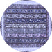 Round Machine Washable Abstract Blue Modern Rug, wshabs542blu