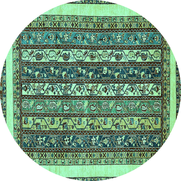 Round Machine Washable Abstract Turquoise Modern Area Rugs, wshabs542turq