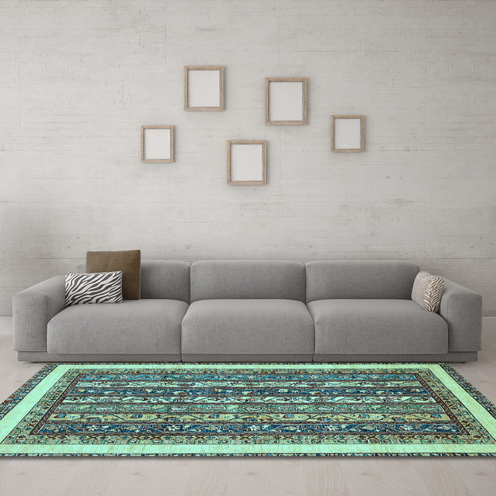 Machine Washable Abstract Light Blue Modern Rug in a Living Room, wshabs542lblu
