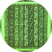 Round Machine Washable Abstract Green Modern Area Rugs, wshabs542grn