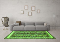 Machine Washable Abstract Green Modern Rug, wshabs542grn