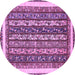 Round Machine Washable Abstract Purple Modern Area Rugs, wshabs542pur