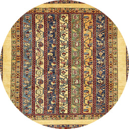 Round Abstract Red Brown Modern Rug, abs542