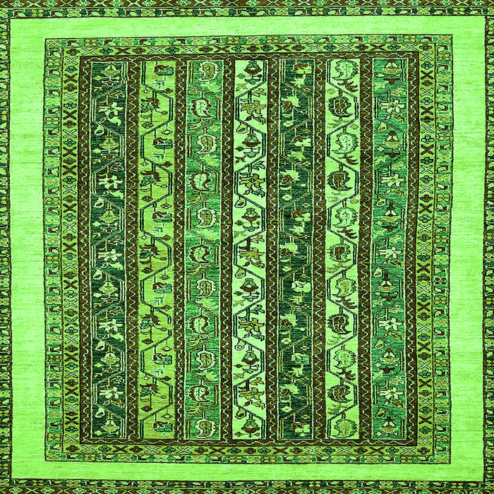Square Machine Washable Abstract Green Modern Area Rugs, wshabs542grn