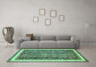 Machine Washable Abstract Turquoise Modern Area Rugs in a Living Room,, wshabs542turq