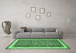 Machine Washable Abstract Emerald Green Modern Area Rugs in a Living Room,, wshabs542emgrn