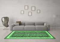 Machine Washable Abstract Emerald Green Modern Rug, wshabs542emgrn