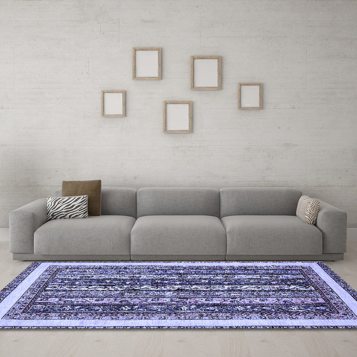 Machine Washable Abstract Blue Modern Rug in a Living Room, wshabs542blu