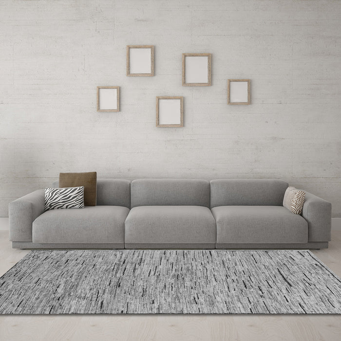Machine Washable Abstract Gray Modern Rug in a Living Room,, wshabs5430gry
