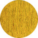 Round Abstract Yellow Modern Rug, abs5430yw