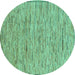 Round Abstract Turquoise Modern Rug, abs5430turq