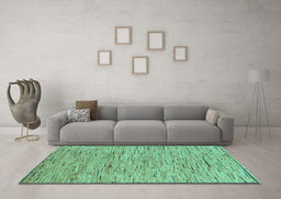 Machine Washable Abstract Turquoise Modern Area Rugs in a Living Room,, wshabs5430turq