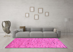Machine Washable Abstract Pink Modern Rug in a Living Room, wshabs5430pnk