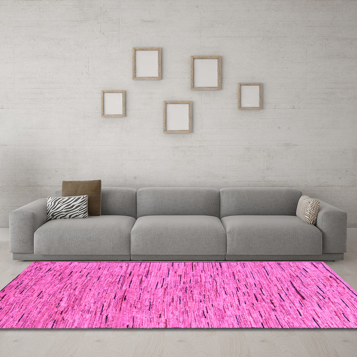 Machine Washable Abstract Pink Modern Rug in a Living Room, wshabs5430pnk