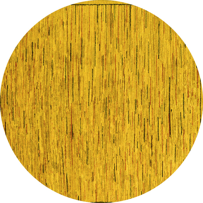 Round Machine Washable Abstract Yellow Modern Rug, wshabs5430yw