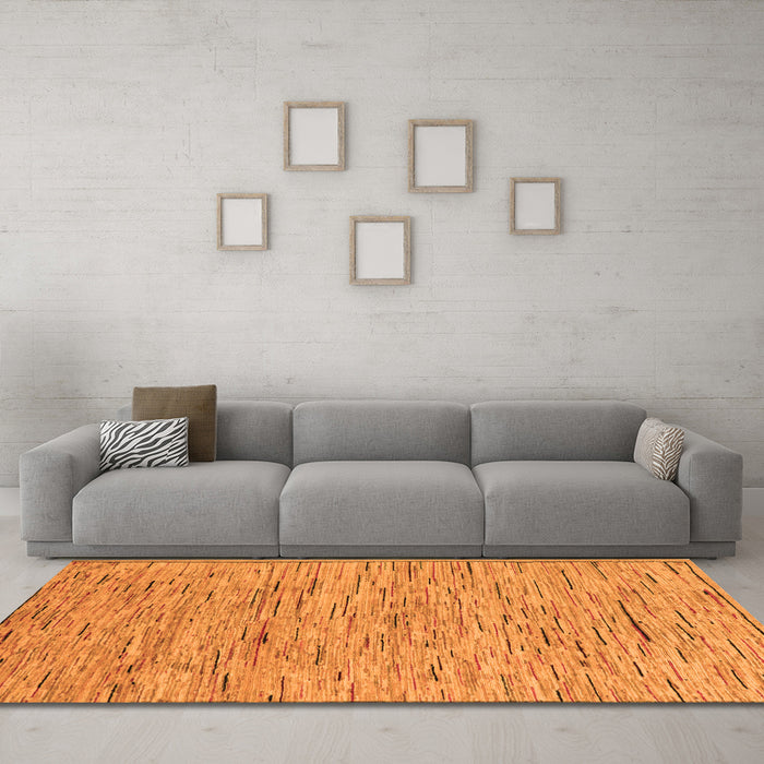 Machine Washable Abstract Orange Modern Area Rugs in a Living Room, wshabs5430org