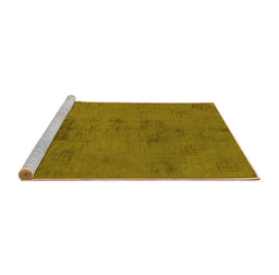 Sideview of Machine Washable Abstract Yellow Modern Rug, wshabs5431yw