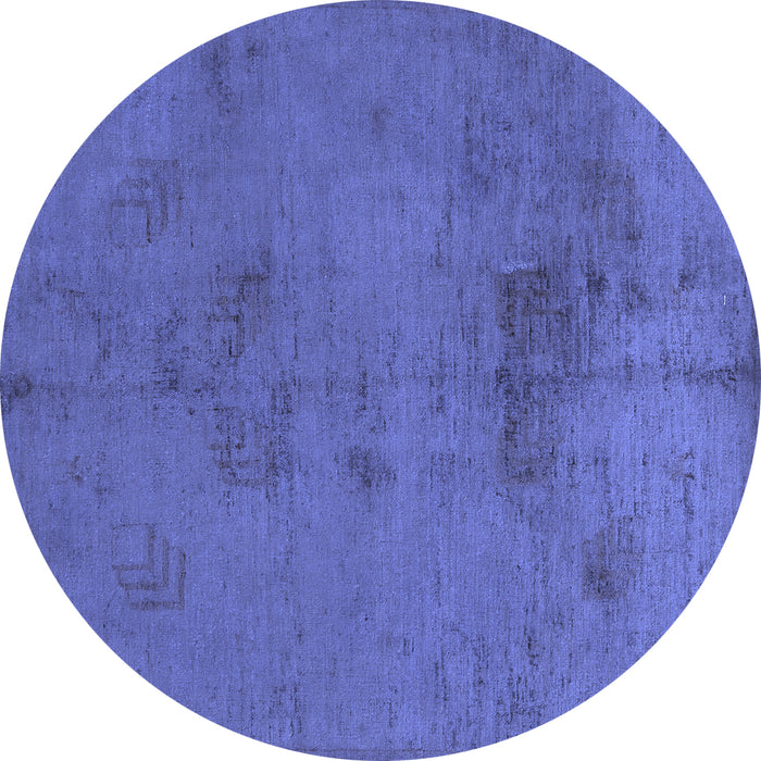 Round Abstract Blue Modern Rug, abs5431blu