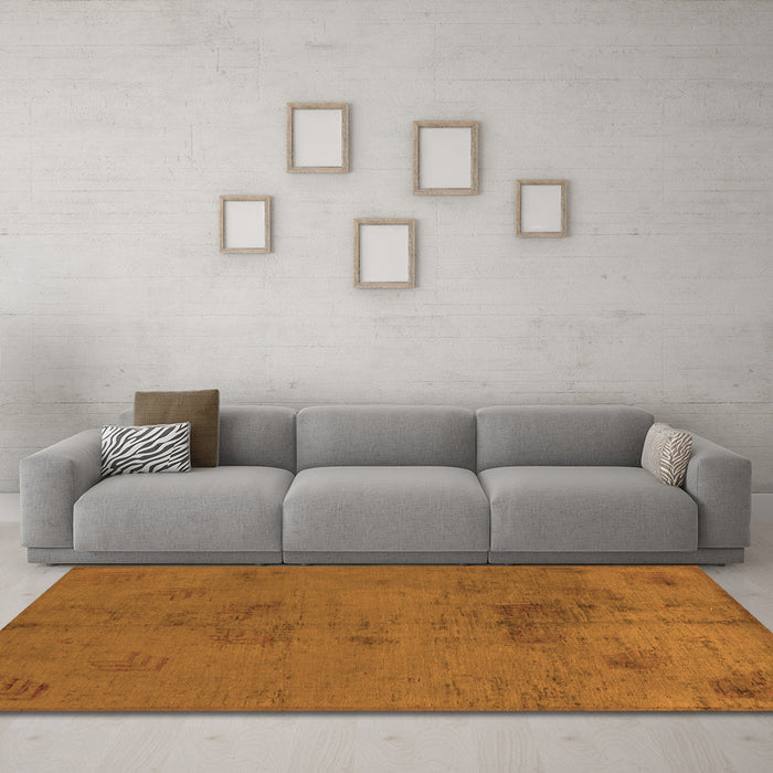 Machine Washable Abstract Orange Modern Area Rugs in a Living Room, wshabs5431org