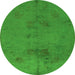 Round Machine Washable Abstract Green Modern Area Rugs, wshabs5431grn