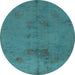 Round Abstract Light Blue Modern Rug, abs5431lblu