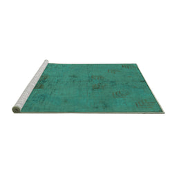 Sideview of Machine Washable Abstract Turquoise Modern Area Rugs, wshabs5431turq