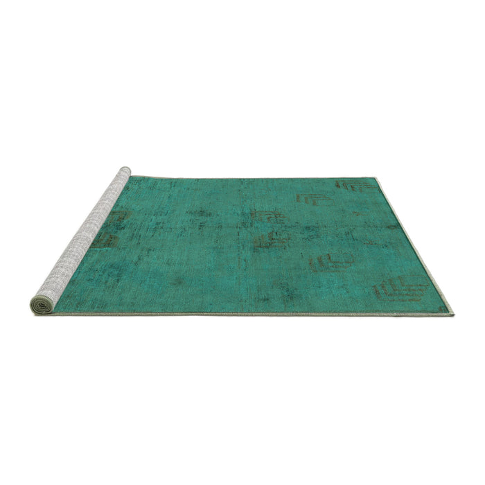 Sideview of Machine Washable Abstract Turquoise Modern Area Rugs, wshabs5431turq