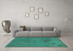 Machine Washable Abstract Turquoise Modern Area Rugs in a Living Room,, wshabs5431turq