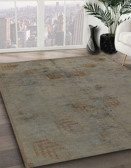 Machine Washable Abstract Khaki Green Rug in a Family Room, wshabs5431