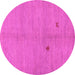 Round Machine Washable Abstract Pink Modern Rug, wshabs5432pnk