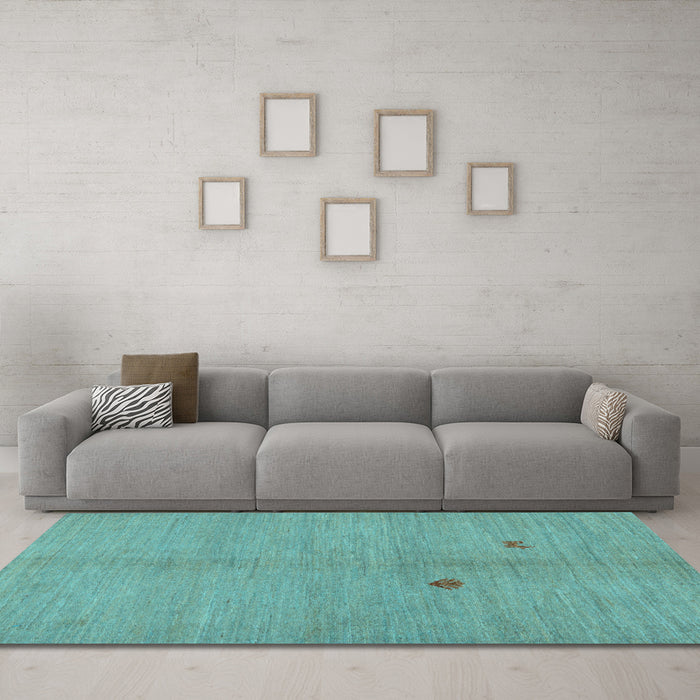 Machine Washable Abstract Light Blue Modern Rug in a Living Room, wshabs5432lblu