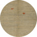 Round Abstract Brownish Green Modern Rug, abs5432