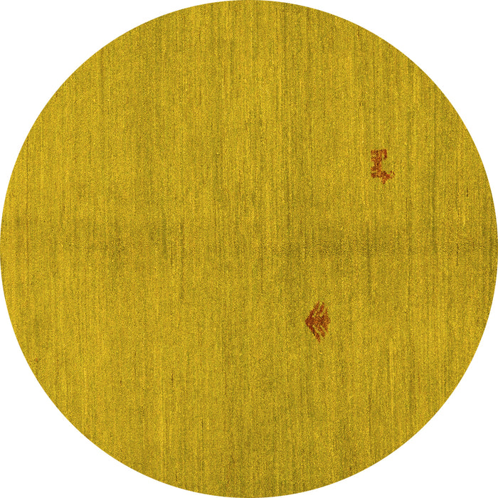 Round Machine Washable Abstract Yellow Modern Rug, wshabs5432yw