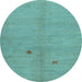 Round Abstract Light Blue Modern Rug, abs5432lblu