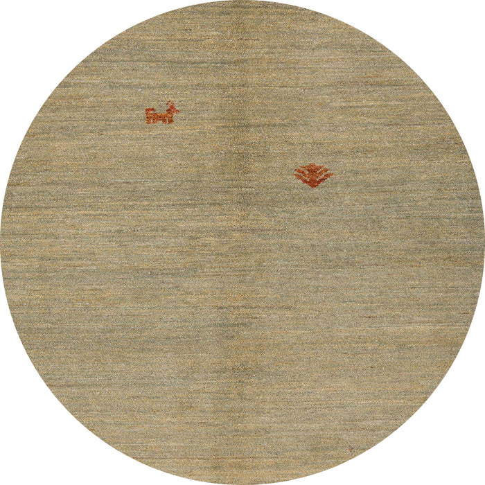 Round Machine Washable Abstract Brown Green Rug, wshabs5432