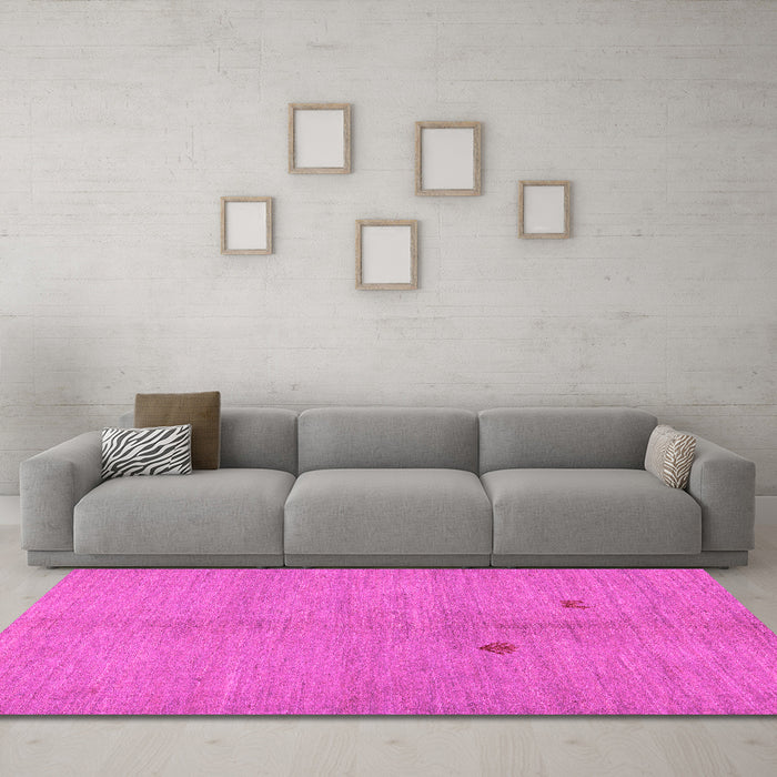 Machine Washable Abstract Pink Modern Rug in a Living Room, wshabs5432pnk