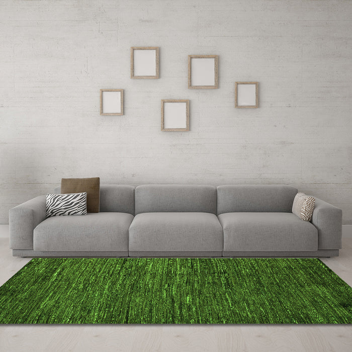 Machine Washable Abstract Green Modern Area Rugs in a Living Room,, wshabs5433grn