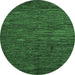 Round Machine Washable Abstract Emerald Green Modern Area Rugs, wshabs5433emgrn