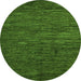 Round Machine Washable Abstract Green Modern Area Rugs, wshabs5433grn