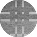 Round Machine Washable Abstract Gray Modern Rug, wshabs5434gry