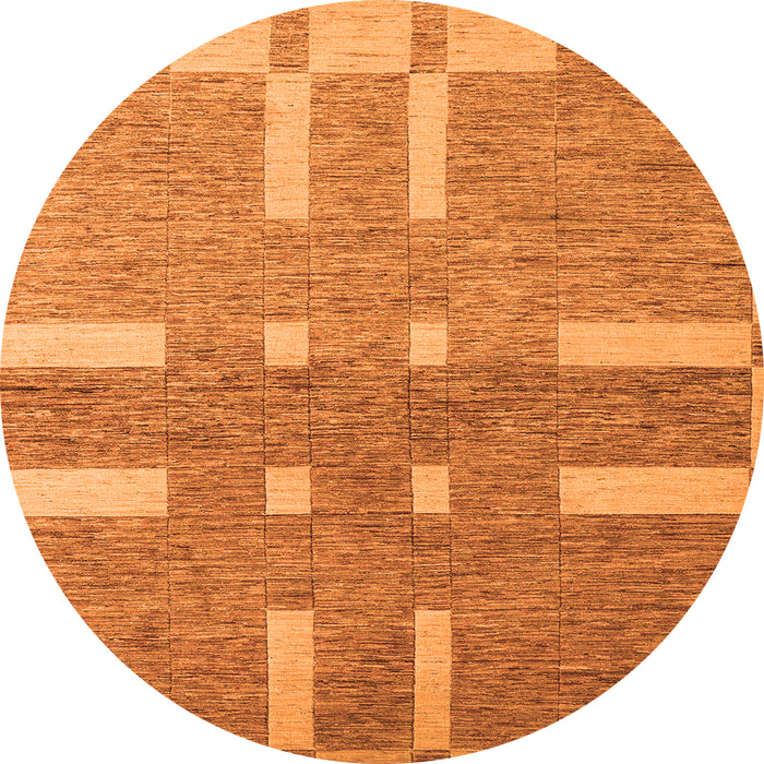 Round Machine Washable Abstract Orange Modern Area Rugs, wshabs5434org