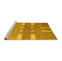 Sideview of Machine Washable Abstract Yellow Modern Rug, wshabs5434yw