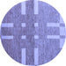 Round Abstract Blue Modern Rug, abs5434blu