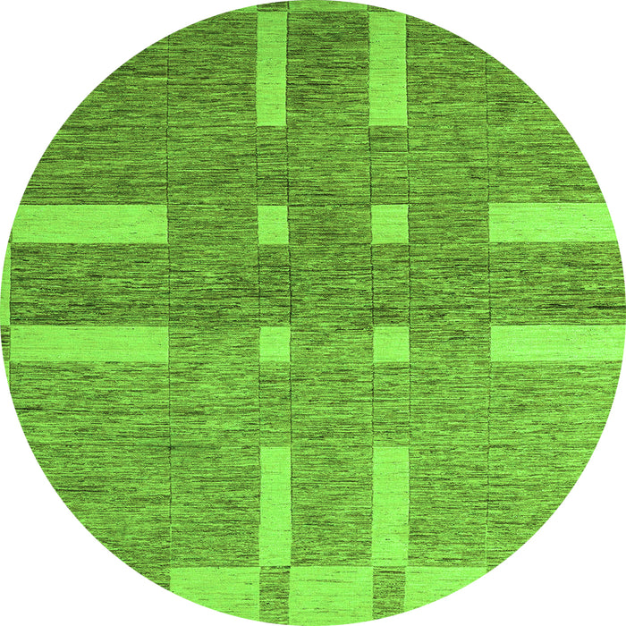 Round Machine Washable Abstract Green Modern Area Rugs, wshabs5434grn